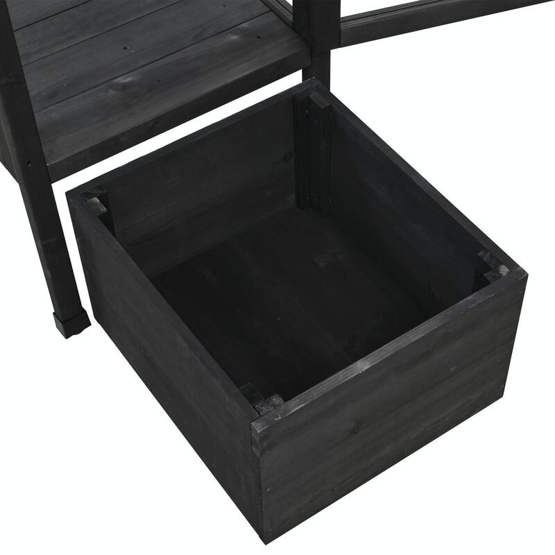 62.4-Inch Wooden Cold Frame Greenhouse - Balcony Design with Adjustable Shelves and Movable Storage Box