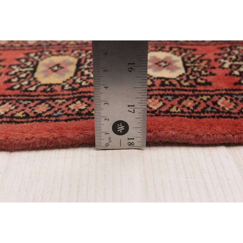 ECARPETGALLERY Hand-knotted Peshawar Bokhara Coral Wool Rug - 2'7 x 10'6