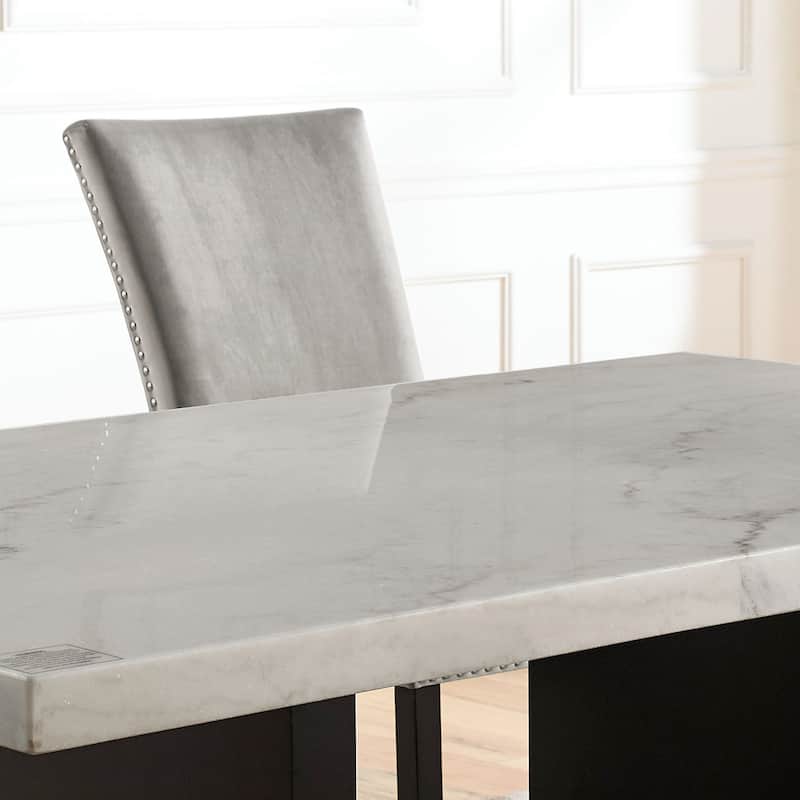 Furniture of America Cots Farmhouse White 70-inch Marble Dining Table