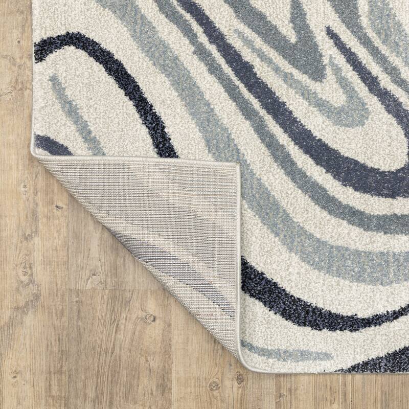 ROW Gemma Contemporary Swirls Blue/Grey Area Rug
