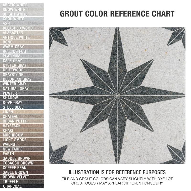 Merola Tile Compass Star White Stone 8" x 8" Porcelain Floor and Wall Tile