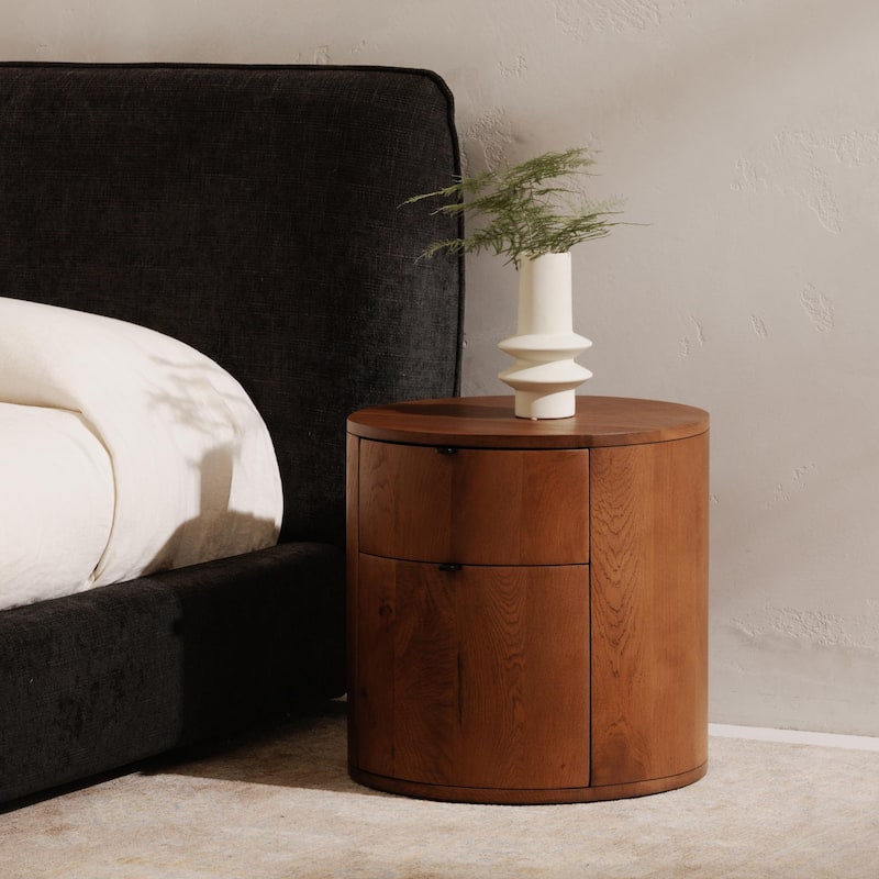 NADAA STUDIOS Yasmin, Wooden Nightstand With Two Drawer