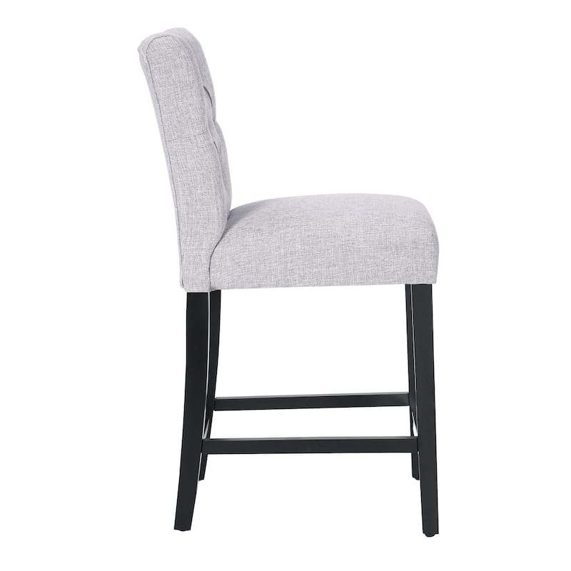 Carter 24" Classic Button Tufted Counter Stool Black Finished Legs