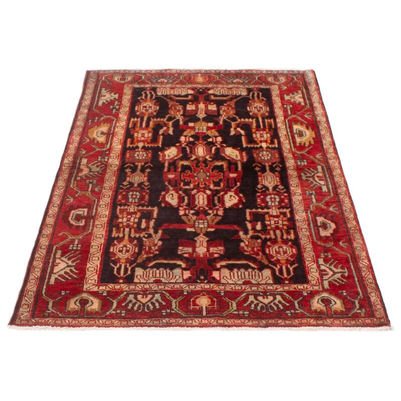 ECARPETGALLERY Hand-knotted Andelz Black, Red Wool Rug - 4'4 x 7'3