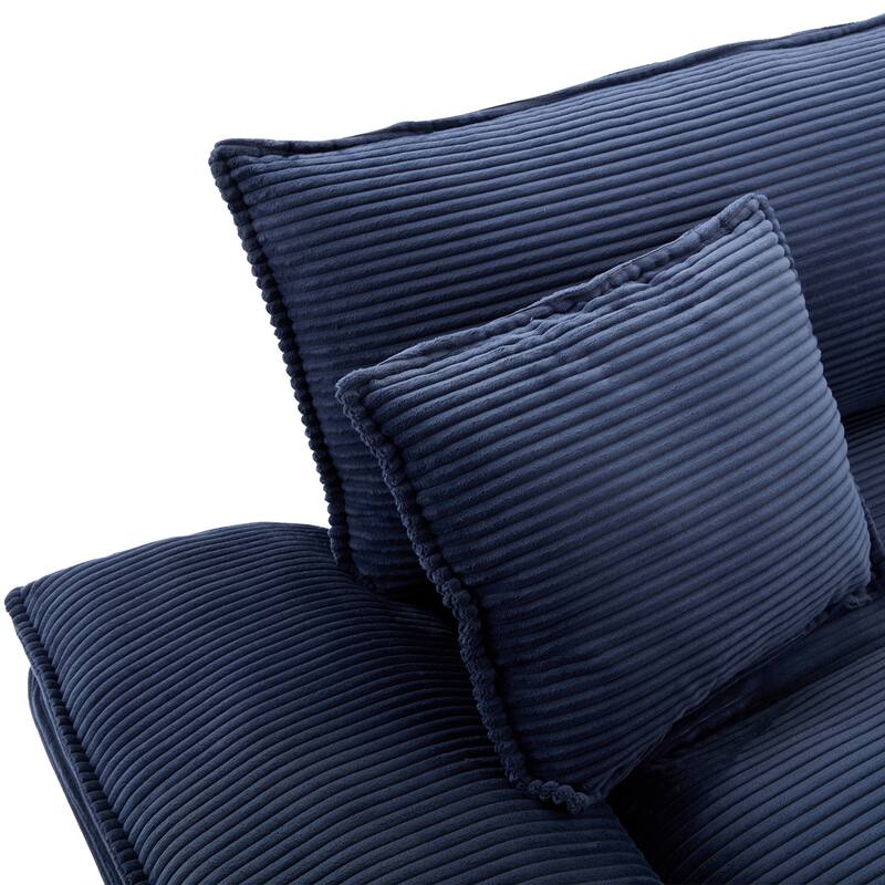 84 Inch Modern Style Sleeper Sofa, Corduroy Upholstered Sofa with Pillows,Deep Seat