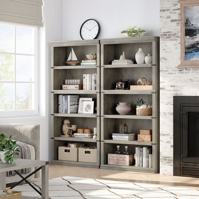 5-Shelf Bookcase, Modern Floor Standing Display Storage Shelves