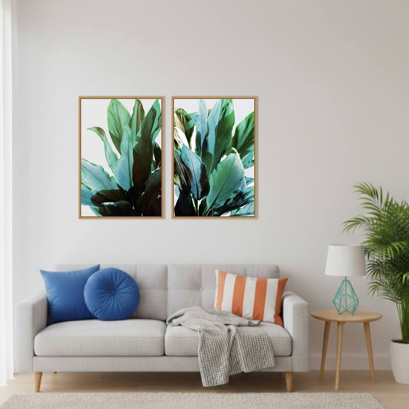 Amanti Art Green Leaves No. 1 & 2 2 Piece by Gemma Bardot Framed Canvas Wall Art