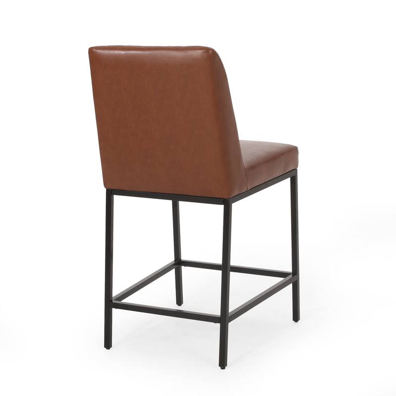 Modern Set of 2 Dining Chairs with Leather Diamond Tufted Back Seat, Metal Legs, Suitable for Bar Counter Dining Room