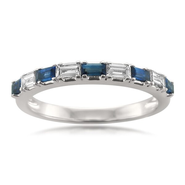 Montebello 14KT White Gold 1/2ct TDW Diamond and Gemstone Wedding Band. Opens flyout.