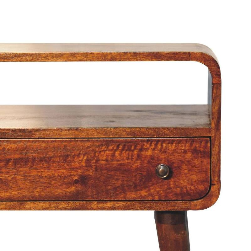 Artisan Furniture Solid Wood Chestnut Nordic Style One Drawer & One Open Slot Console Table