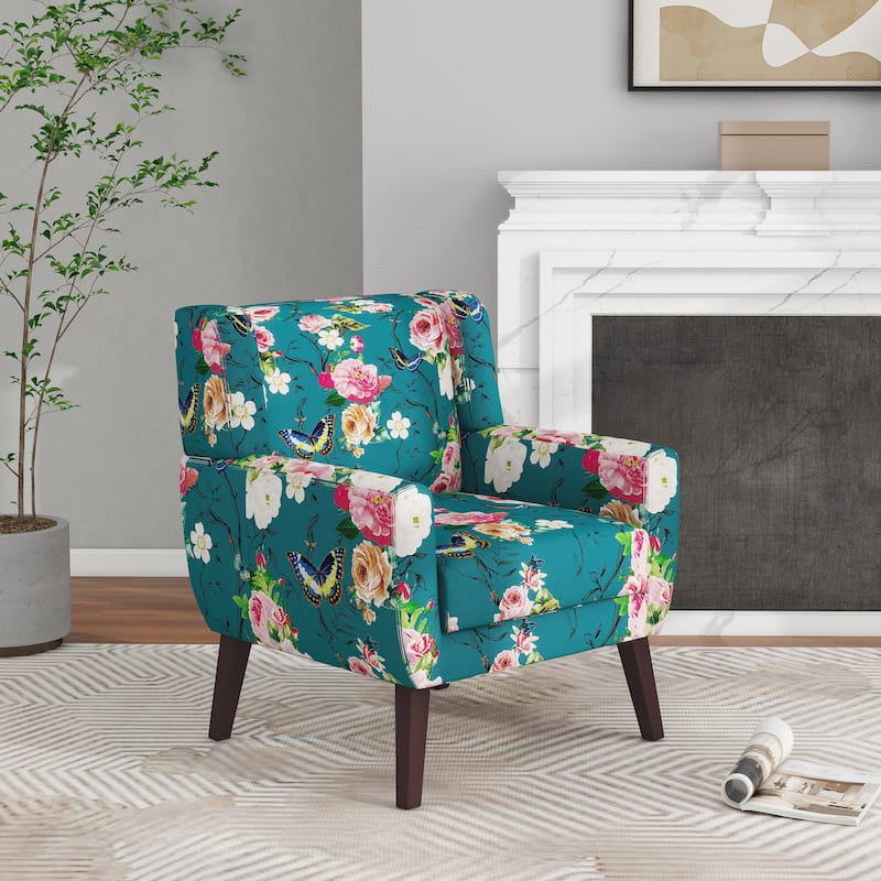 Modern Upholstered Faux Leather Tufted Armchair Linen Accent Chairs