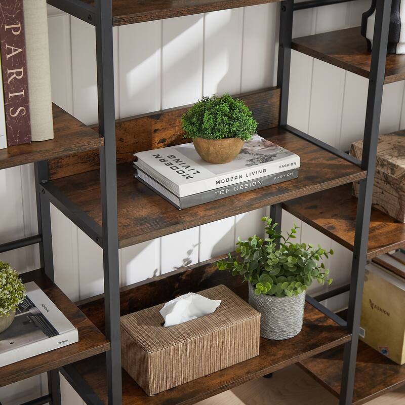 Bookshelf 5 Tier Etagere Bookcase, 70''H Tall Large Standing Bookcase