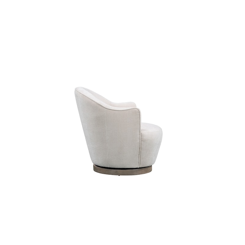 HomeRoots 27" Off White Fabric Swivel Barrel Chair - 27.4 in. x 30.7 in. x 32 in.