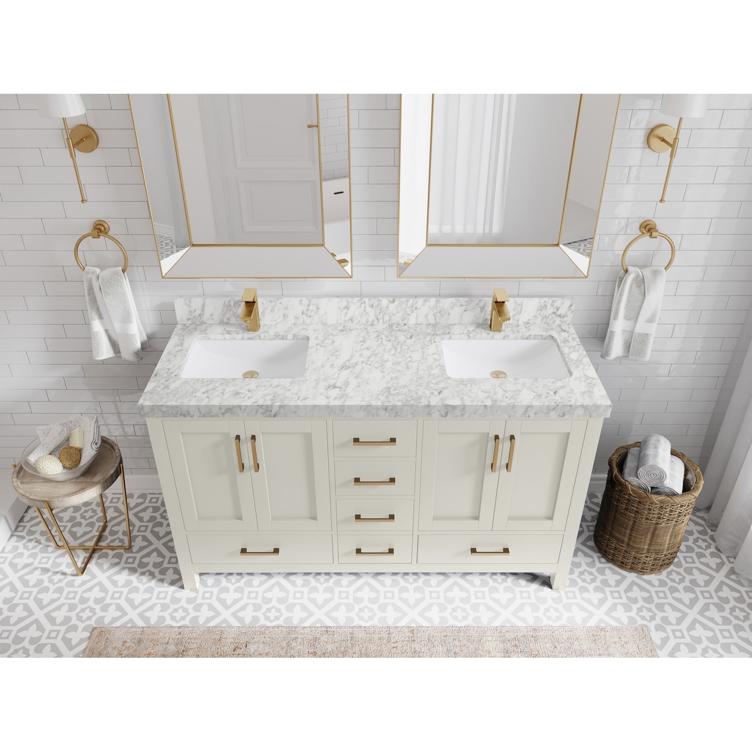 Willow Collections 60 in. W x 22 in. D Malibu Double Sink Bathroom Vanity with Countertop