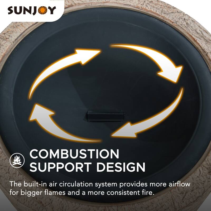 Sunjoy Stone 26 in. Round Wood Burning Firepit