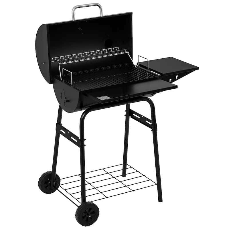 Royal Gourmet CC1624 Barrel Charcoal Grill with Side & Front Shelves