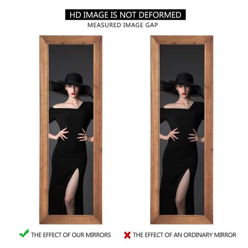 Modern Solid Wood Rectangle Framed Full Length Decorative Mirror in Brown - 64"x21"