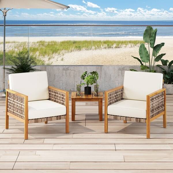 Joliet Acacia Wood and Wicker Outdoor Club Chair by Christopher Knight