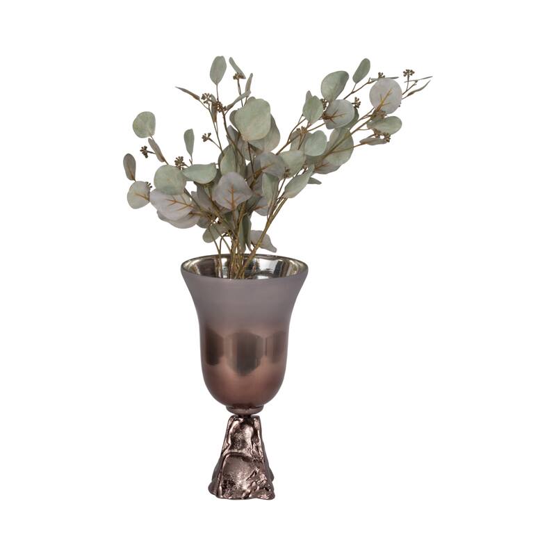 Sagebrook Home Glass Metallic Round 2Tone Chalice Vase