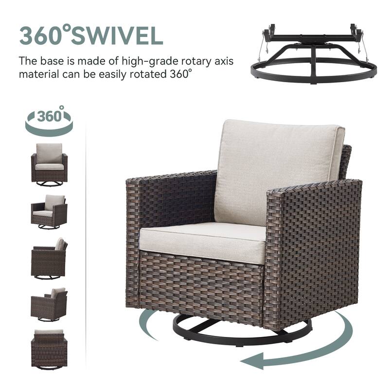 Gymojoy 9 Piece Wicker Outdoor Patio U-shaped feet Conversation Set Group , Include Fire Pit Table