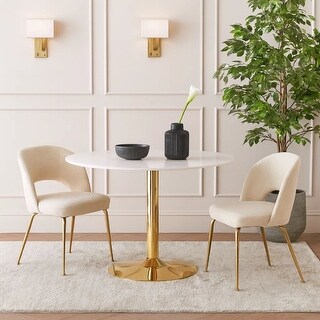 30 Inch Round Marble Top Modern Dining Table, White and Gold - Bed Bath ...