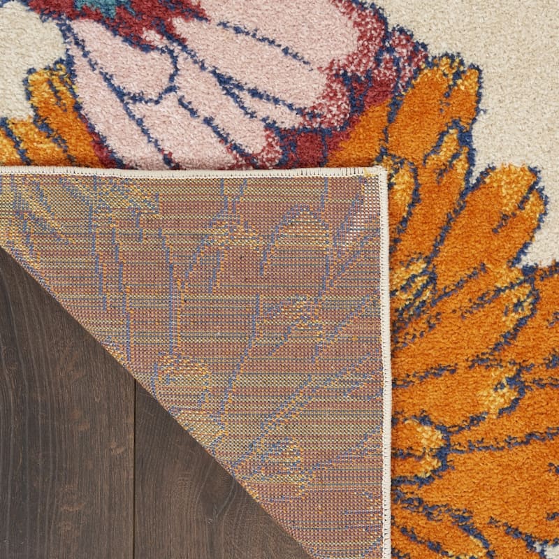 Power Loomed Floral Traditional Low Pile Area Rug