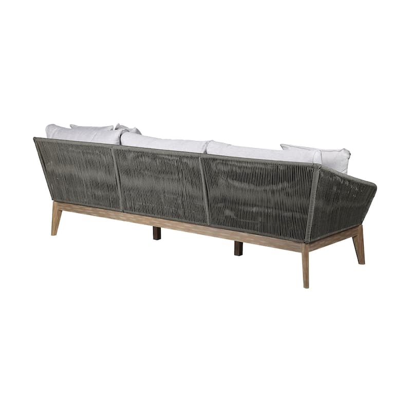 Athos Mid-Century Outdoor Solid Wood and Rope 93" Sofa
