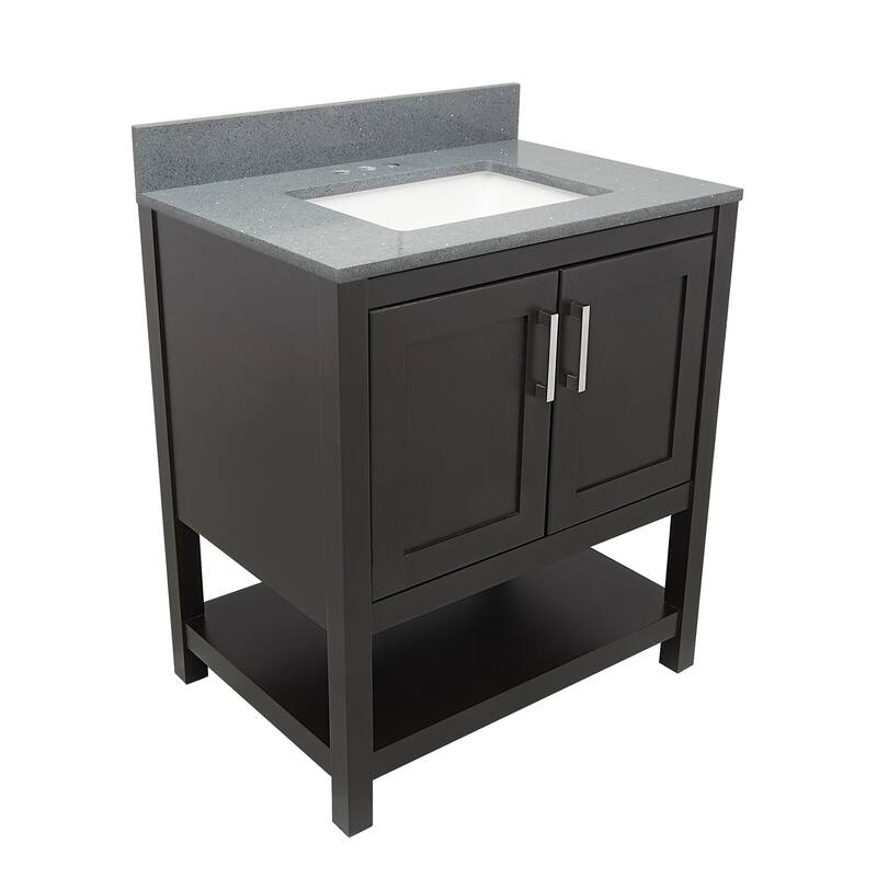 Taos 31" Bathroom Vanity with Cultured Marble Vanity Top Sink in White with White Basin
