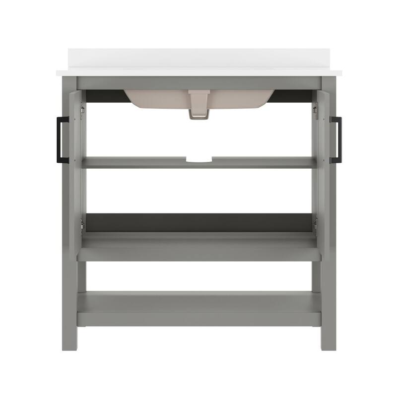 Bathroom Vanity with Undermount Sink and Open Storage Shelf