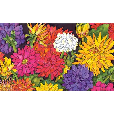 Dizzy Dahlias 18x30 Colorful Floor Mat