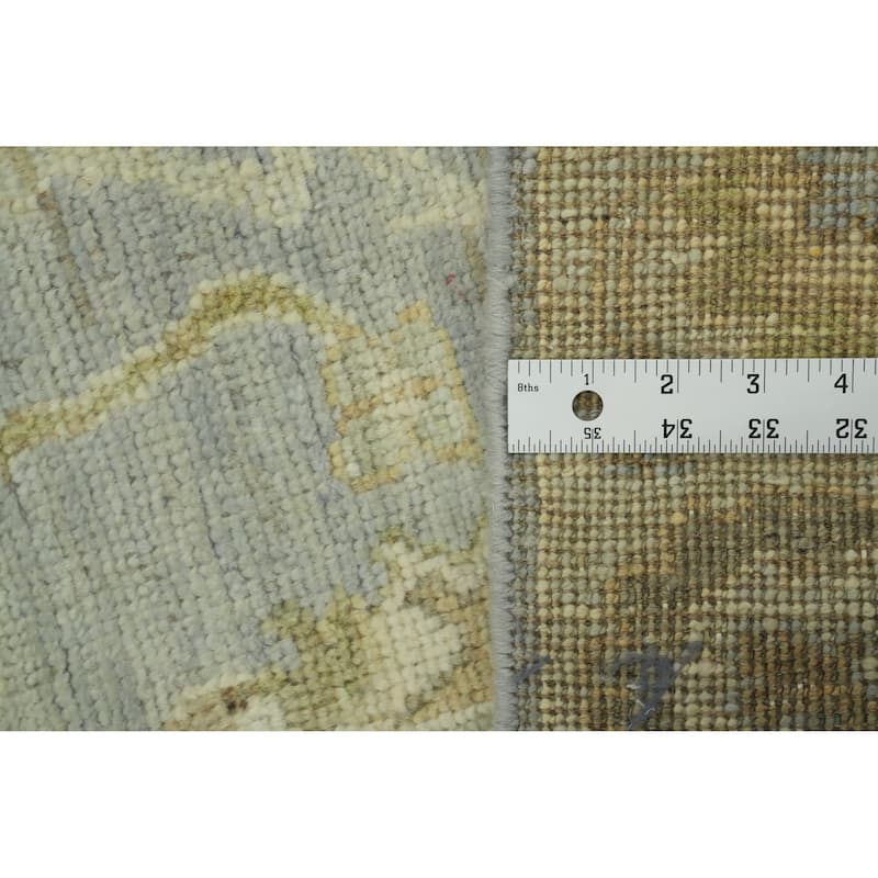 Vegetable Dye Wool Oushak Turkish Runner Rug, Floral Geometric - 11' 10'' X 2' 10''