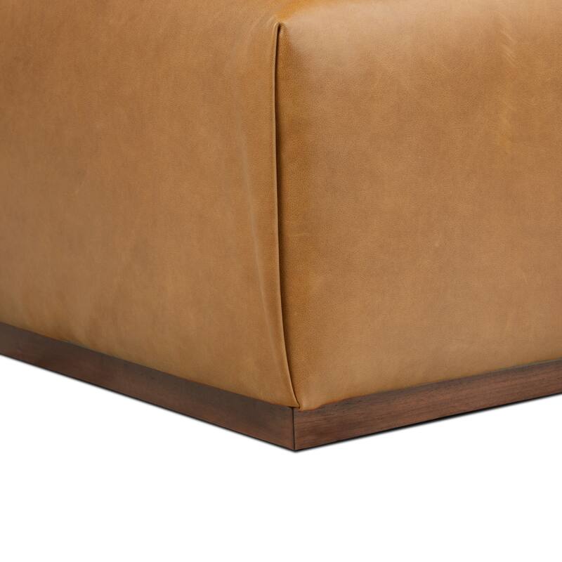 Poly & Bark Jarmo Ottoman with Adjustable Walnut Table - Full Grain Genuine Italian Leather