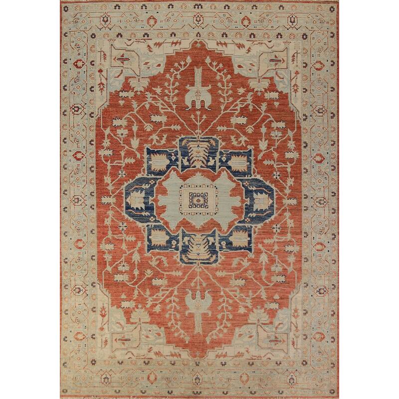 Vegetable Dye Heriz Serapi Oriental Area Rug Handmade Wool Carpet - 7'0"x 10'0"