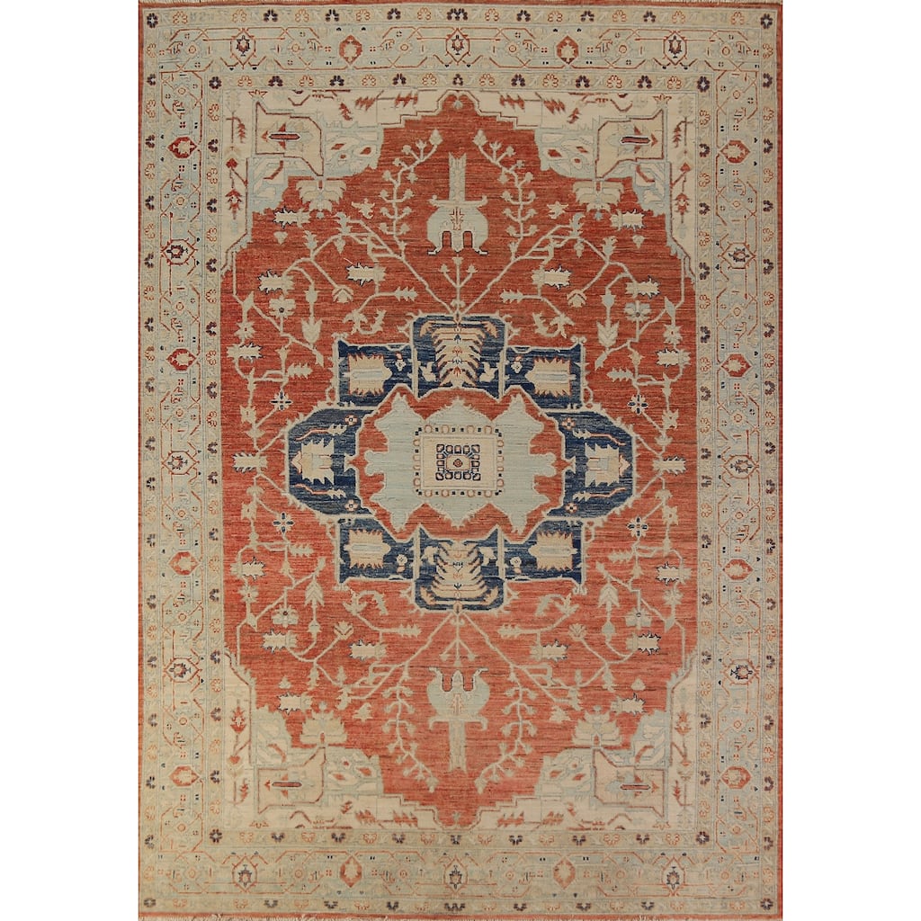 Vegetable Dye Heriz Serapi Oriental Area Rug Handmade Wool Carpet - 7'0"x 10'0"