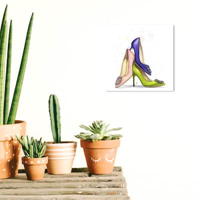 Wynwood Studio Canvas Fashion and Glam Doll Memories - Shoe Lover Custom Pink and Modern & Contemporary Wall Art Canvas Print