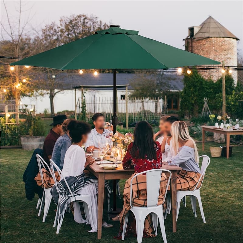Yaheetech 9FT Patio Umbrella with 32 LED Lights Market Umbrella with 8 Ribs