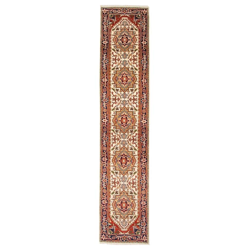 ECARPETGALLERY Hand-knotted Serapi Heritage Cream Wool Rug - 2'6 x 12'1 - Cream - 2'6 x 12'1