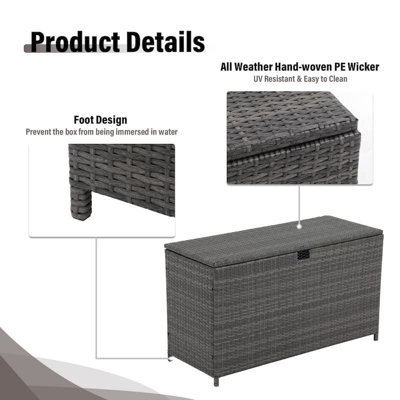 125 Gallon Waterproof Large Resin Deck Box Indoor Outdoor Lockable Storage Container for Patio Furniture, Toys and Garden Tools