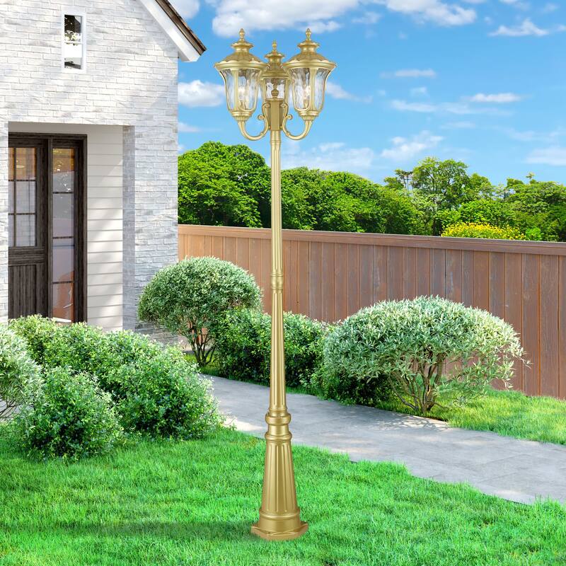 Livex Lighting Oxford 3 Light 87" Tall Outdoor Multi Head Post Light