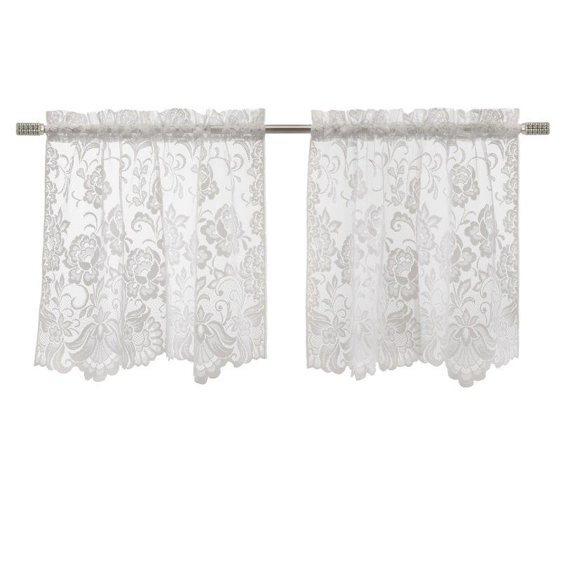 Limoges Embroidered Lace Rod Pocket Curtains Valances Swags and Tiers
