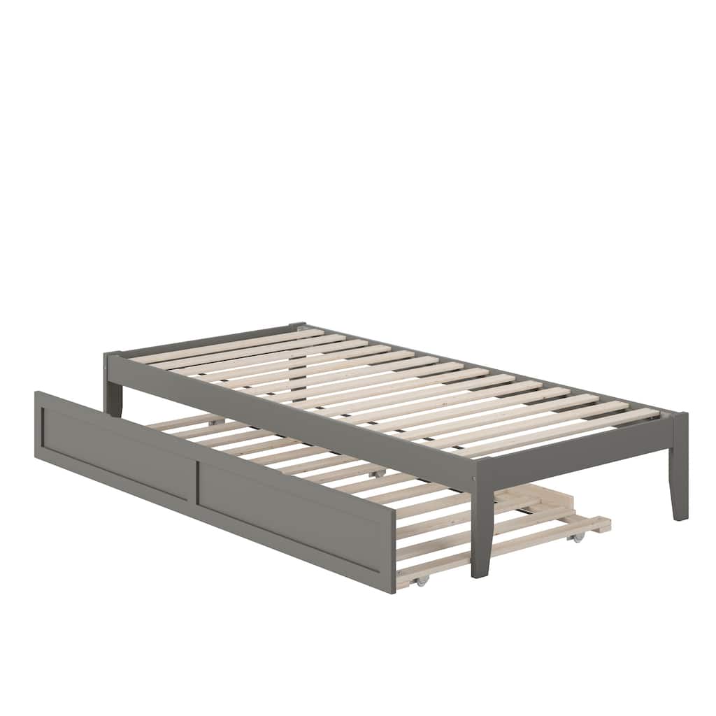 Colorado Twin XL Platform Bed with Twin XL Trundle in Grey