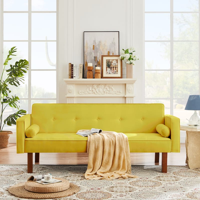 Modern Yellow Sofa Bed Convertible Folding Sleeper Loveseat with
