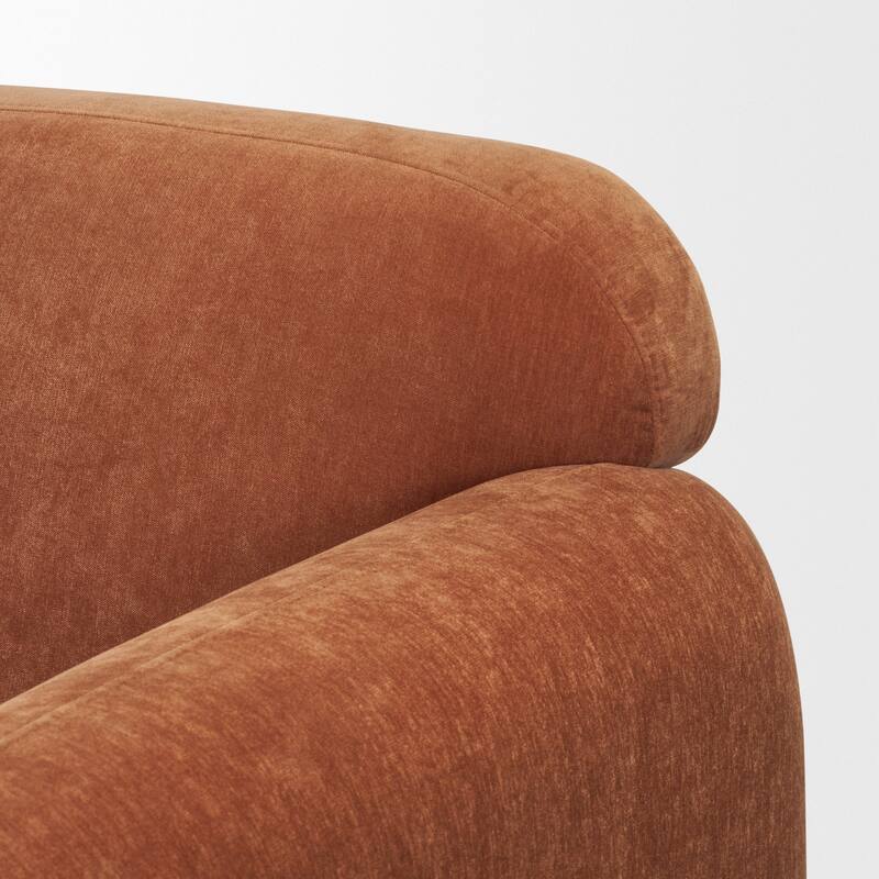 Saga Stonewashed Rust Chenille Fabric Upholstered Chair - 38.5L x 37.5W x 33.0H