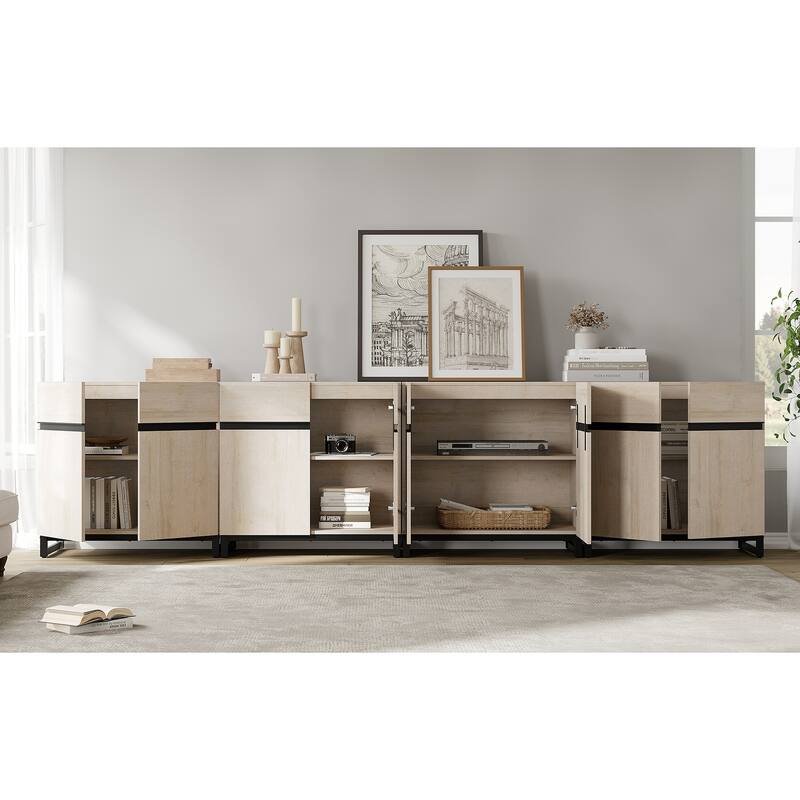 WAMPAT 4 in 1 Multifunctional Sideboard Buffet Cabinets, Modern Sideboard with Adjustable Shelves, Accent Storage Cabinet Table