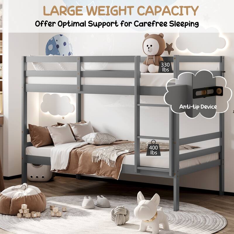 Twin Bunk Bed Children Wooden Bunk Beds Solid Hardwood