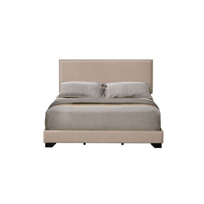 Beige Fabric Queen Bed