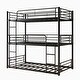 preview thumbnail 11 of 9, Twin Over Twin Over Twin Metal Bunk Bed with 2 Attached Ladders, Black