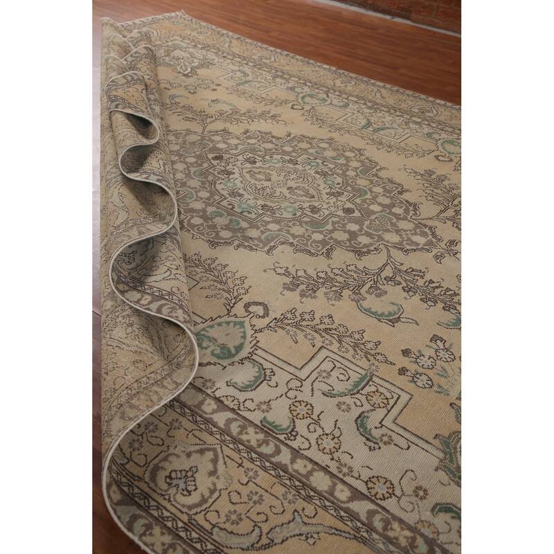 Geometric Tabriz Persian Vintage Area Rug Handmade Wool Carpet - 9'7" x 12'9"