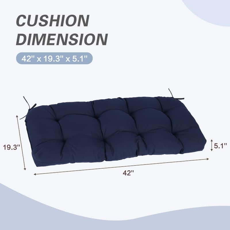 Aoodor Outdoor Polyester Tufted Bench Cushion, Water-resistant & Fade-Resistant Cushion