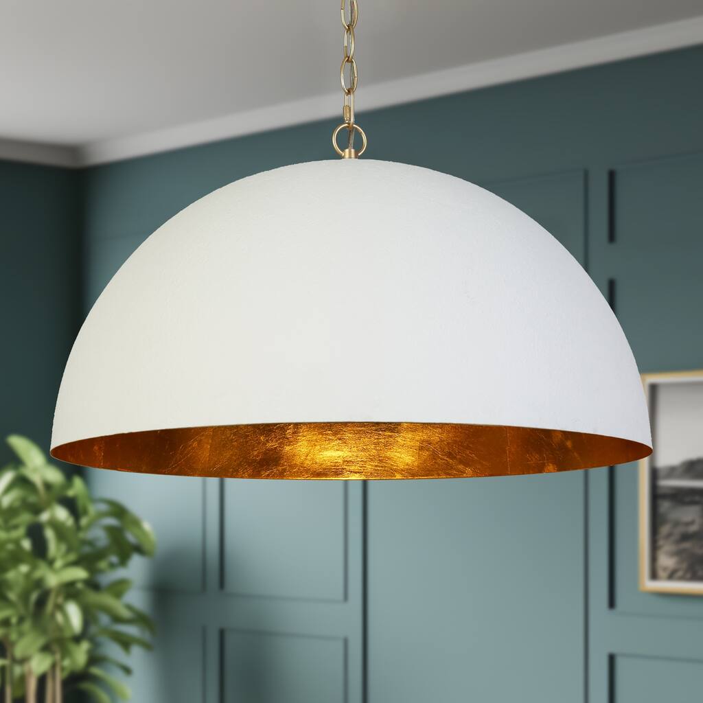 Modern Classic 1-Light Large Pendant White Gold Fixture for Kitchen Dining Room - 23.6 " × 11.8 "